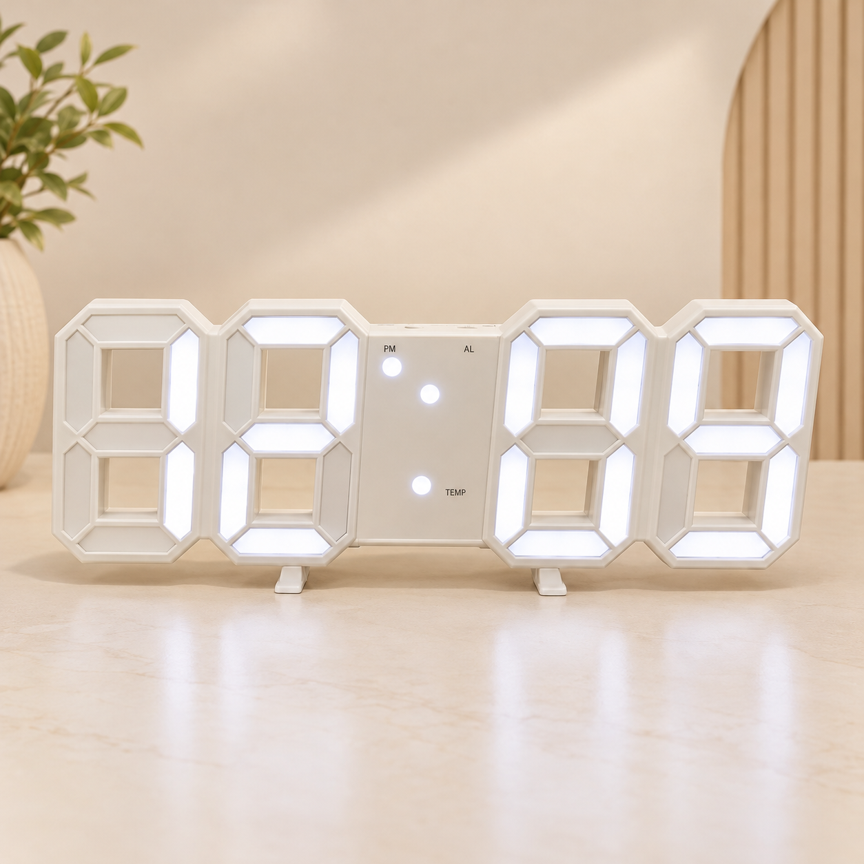 ساعت دیجیتال LED رومیزی با نمایش دما و قابلیت تنظیم زنگ