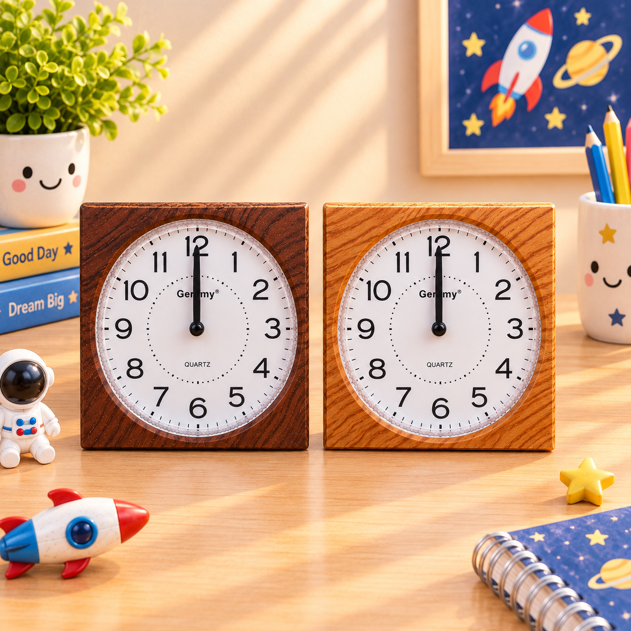 🕰️ ساعت رومیزی طرح چوب جرمی؛ ساده، شیک و کاربردی