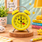 ⏰ساعت رومیزی زنگدار کوچک فانتزی زرد طرح استیکری