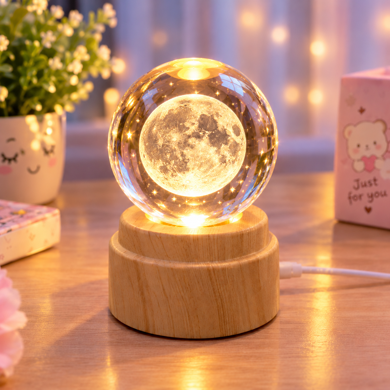 🌕 گوی کریستالی چراغ‌دار چرخشی